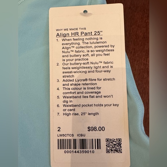 Lululemon Align High-Rise Pant with Pockets 25" Icing Blue - Picture 8 of 8
